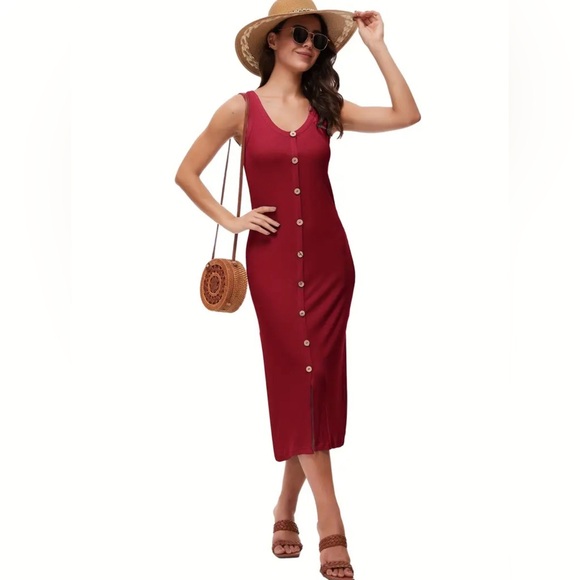 BREEZY LANE BUTTON FRONT MIDI TANK DRESS - Picture 5 of 5